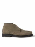 Mr P. - Andrew Split-Toe Shearling-Lined Waxed-Suede Chukka Boots - Brown