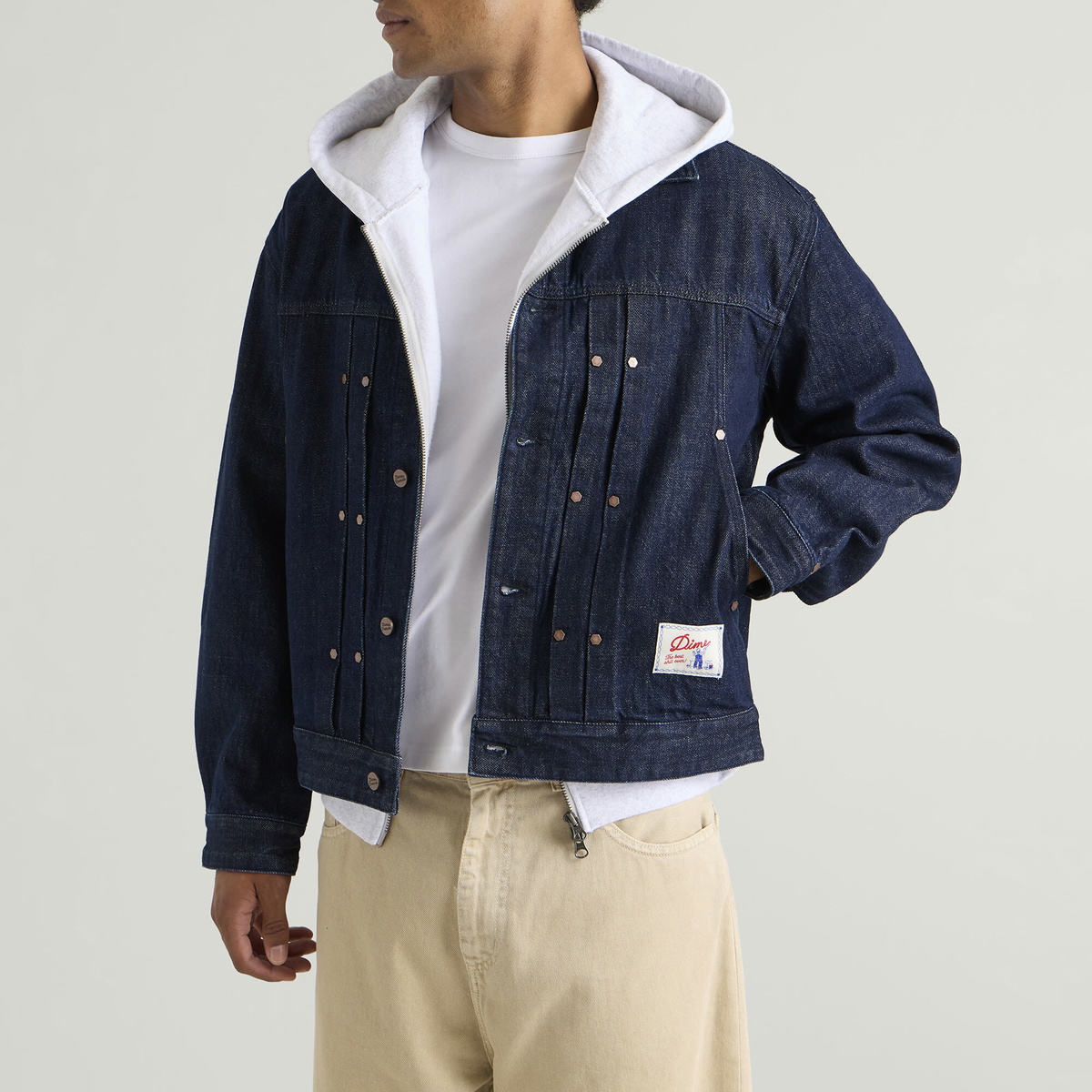Dime Men's Pleated Denim Jacket in Indigo