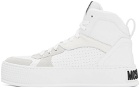 Moschino White Bumps & Stripes High-Top Sneakers