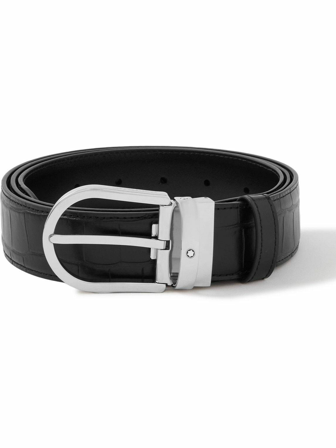 Photo: Montblanc - 3.5cm Reversible Croc-Effect Leather Belt