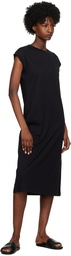 Sunspel Black Crewneck Midi Dress