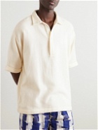 SMR Days - Benirras Logo-Embroidered Wool Polo Shirt - Neutrals