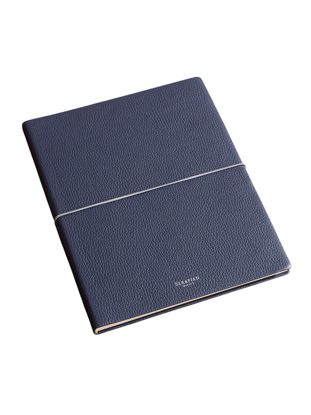 Photo: Serapian - Large Logo-Print Full-Grain Cachemire Leather Notebook