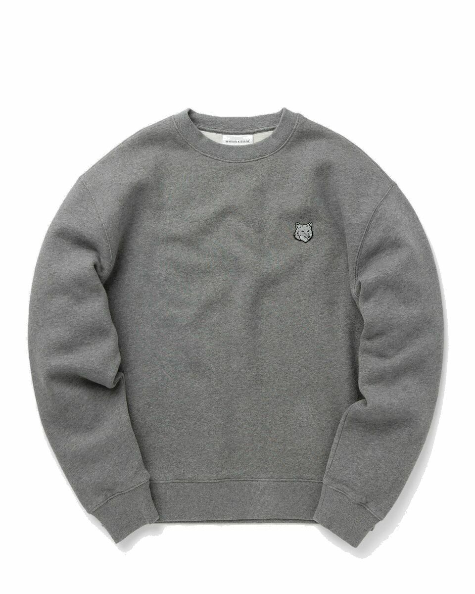 Photo: Maison Kitsune Bold Fox Head Patch Comfort Sweatshirt Medium Grey Melange Grey - Mens - Sweatshirts