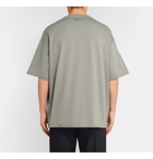 Lanvin - Oversized Flocked Cotton-Jersey T-Shirt - Men - Green