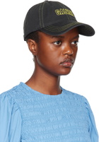 GANNI Black Embroidered Cap