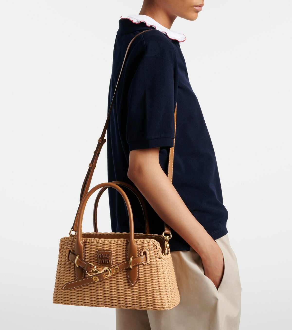 Miu Miu Aventure wicker top-handle bag