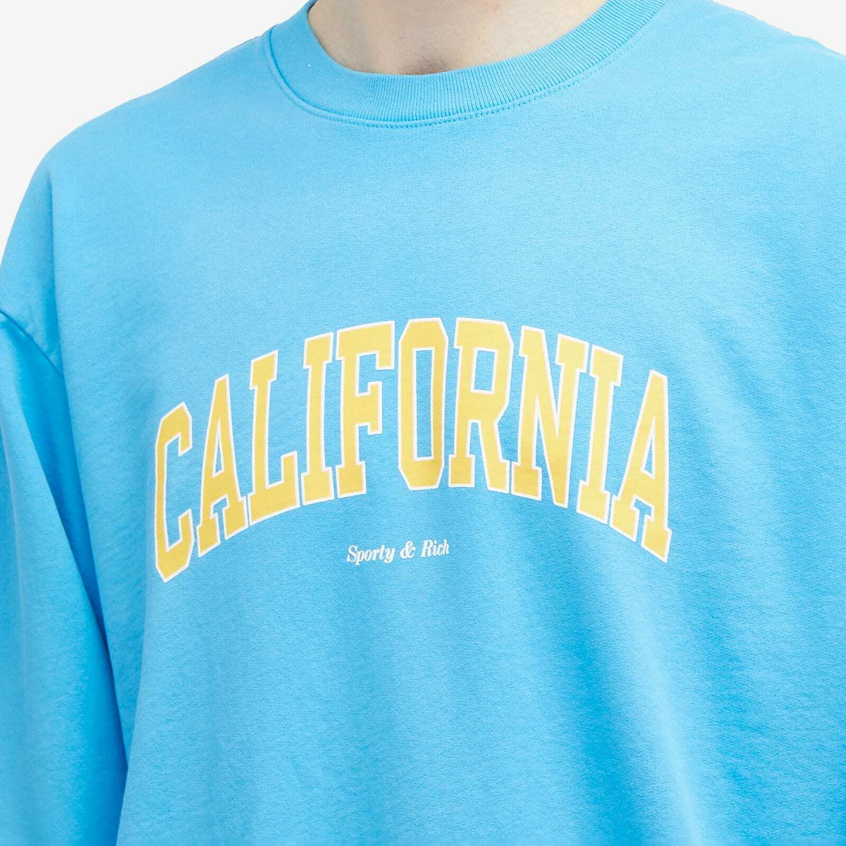 【関税込み】Sporty & Rich ブルー California スウェットシャツ CALIFORNIATSHIRTMALIBUBLUE_GOL