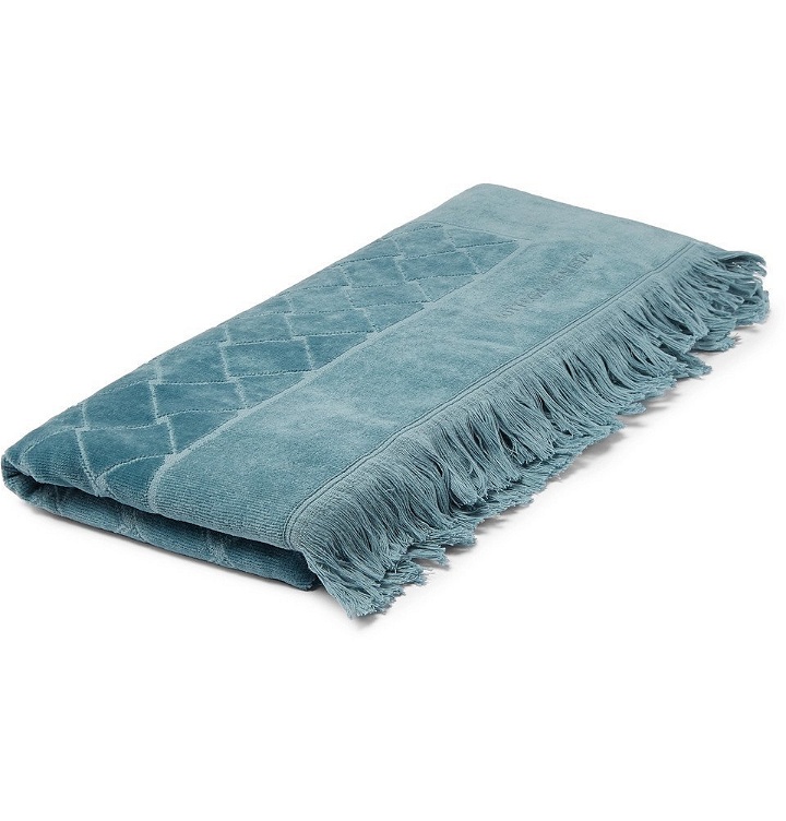 Photo: Bottega Veneta - Intrecciato Cotton-Terry Beach Towel - Men - Blue