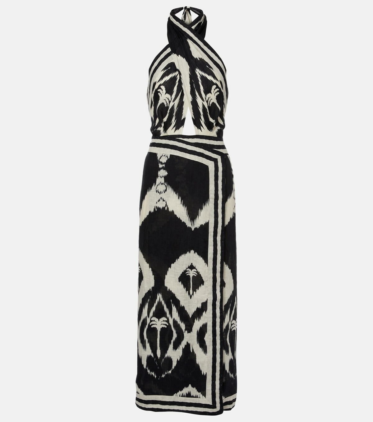 Johanna Ortiz Printed open-back linen midi dress