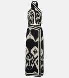 Johanna Ortiz Printed open-back linen midi dress