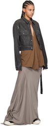 Rick Owens DRKSHDW Gray Cape Sleeve Cropped Denim Jacket
