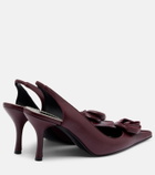 Magda Butrym Floral-appliqué leather slingback pumps