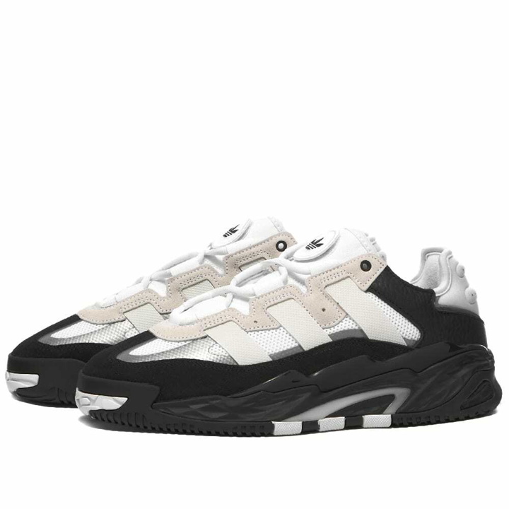 Photo: Adidas Men's Niteball Sneakers in White/Core Black/Silver