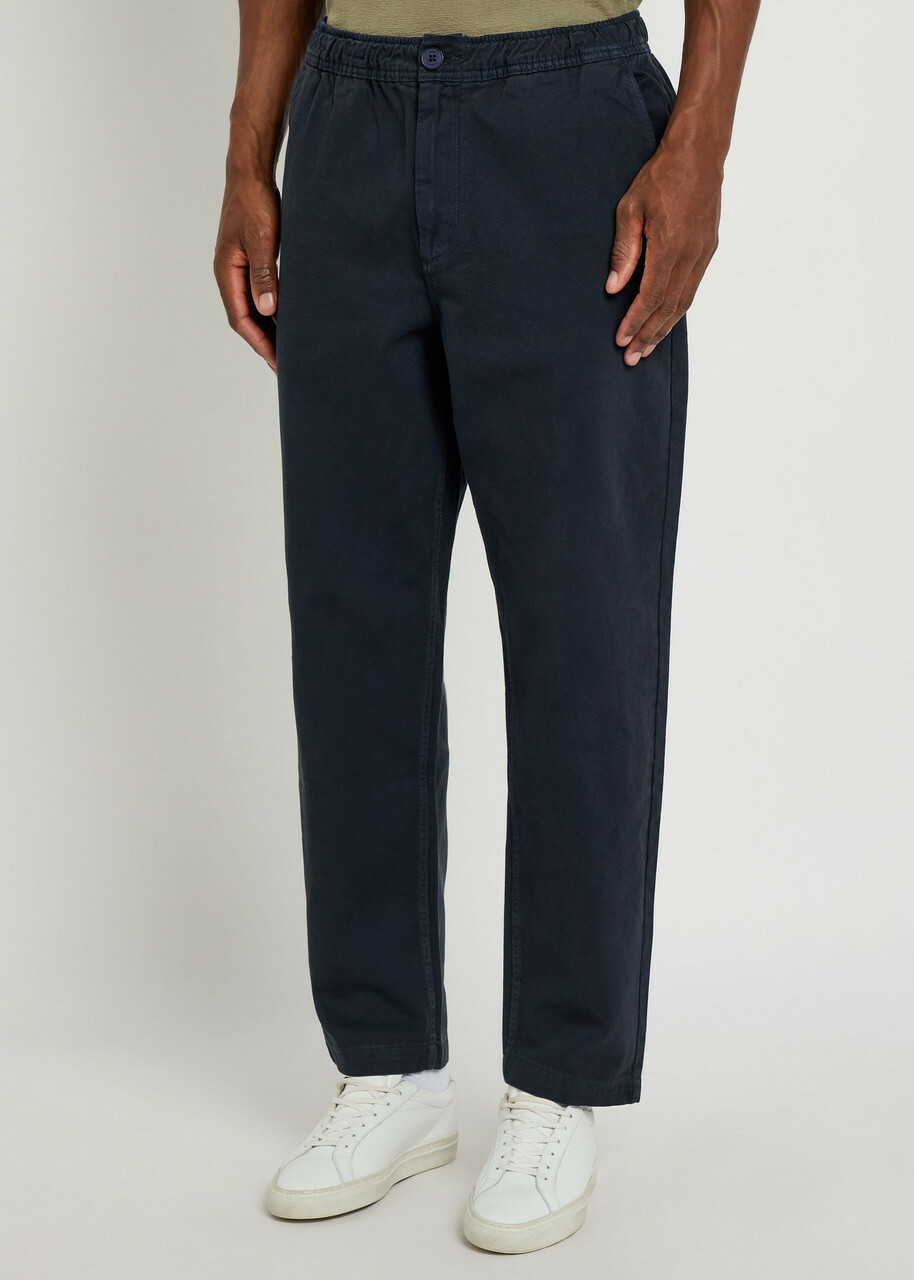 Wax London Tapered Cotton-twill Trousers Navy
