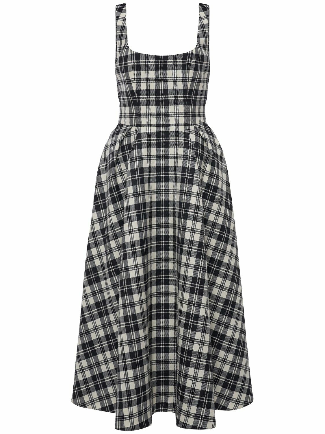 ALESSANDRA RICH Wool Tartan Midi Dress Alessandra Rich