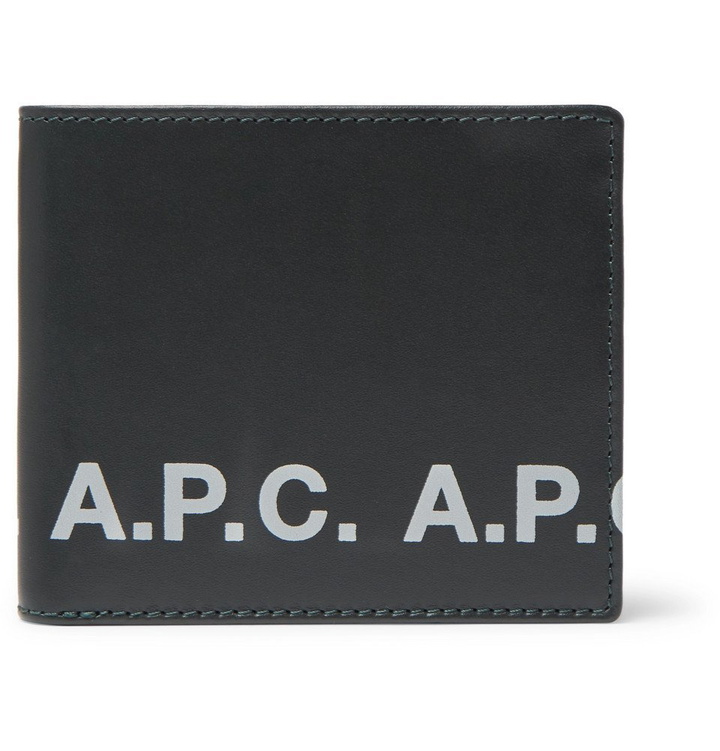 Photo: A.P.C. - Logo-Print Leather Billfold Wallet - Black