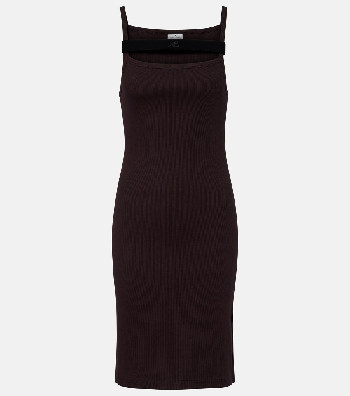 Courrèges Ribbed-knit cotton jersey midi dress