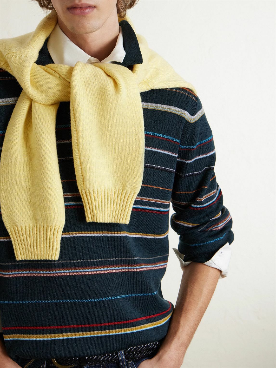 Paul Smith - Striped Merino Wool Polo Sweater - Green