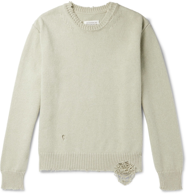 Photo: Maison Margiela - Distressed Cotton Sweater - Green