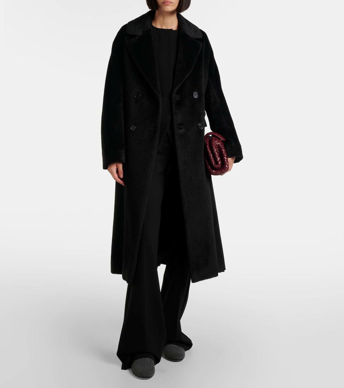 Max Mara Logo embroidered velvet corduroy loafers