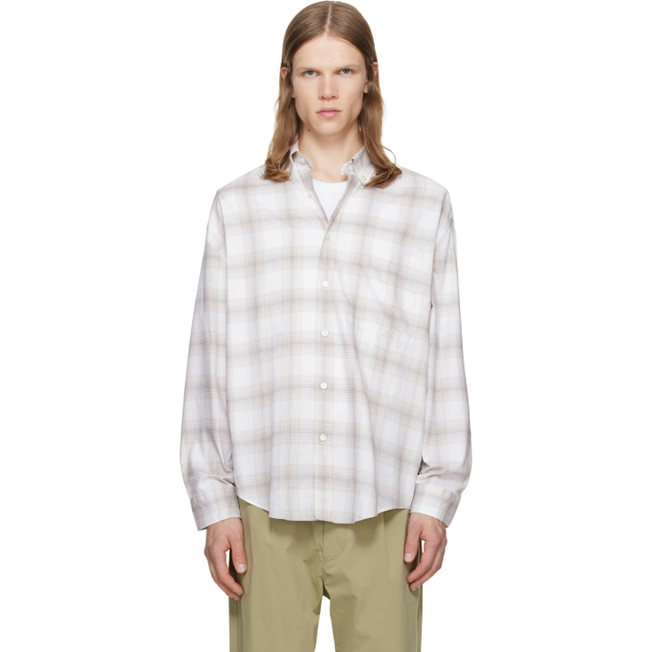 Photo: BOSS White & Beige Cotton Poplin Shirt