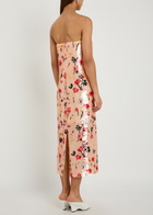 Tory Burch Floral Strapless Sequin Midi Dress Pink
