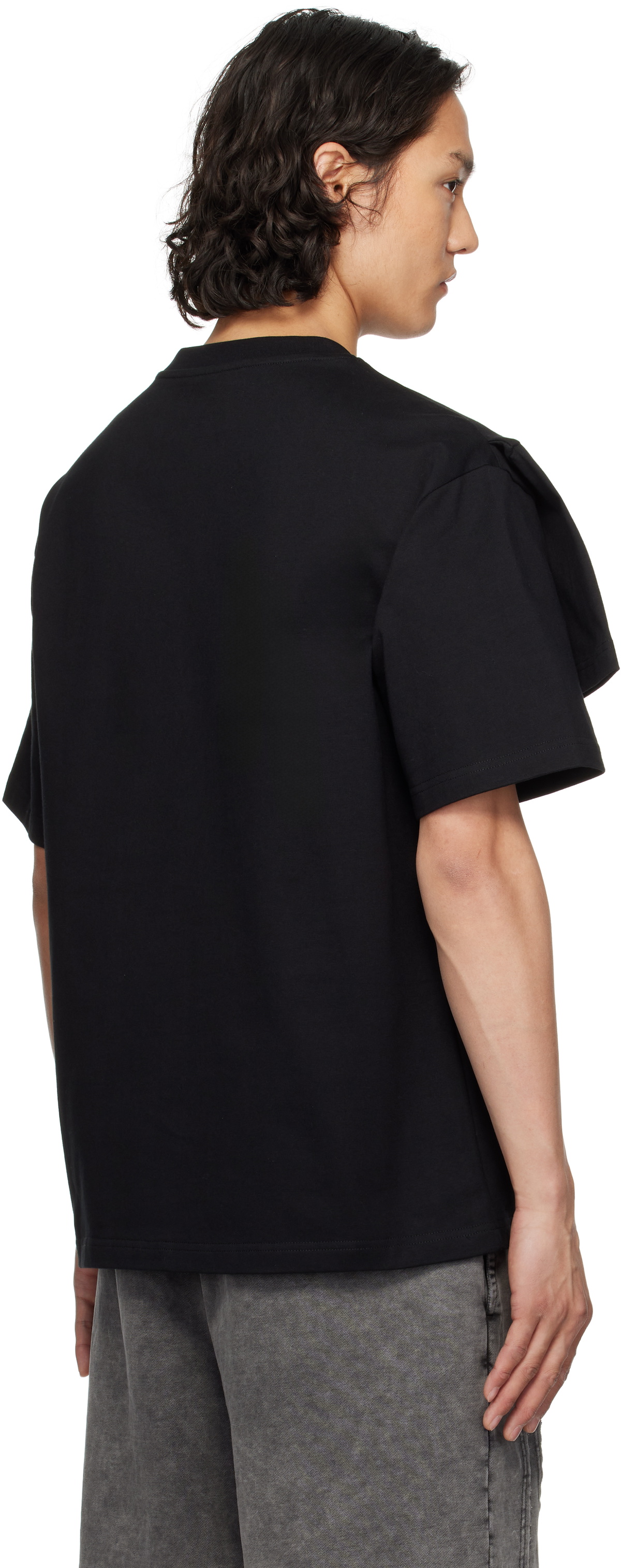 Feng Chen Wang Black Double Collar T-shirt