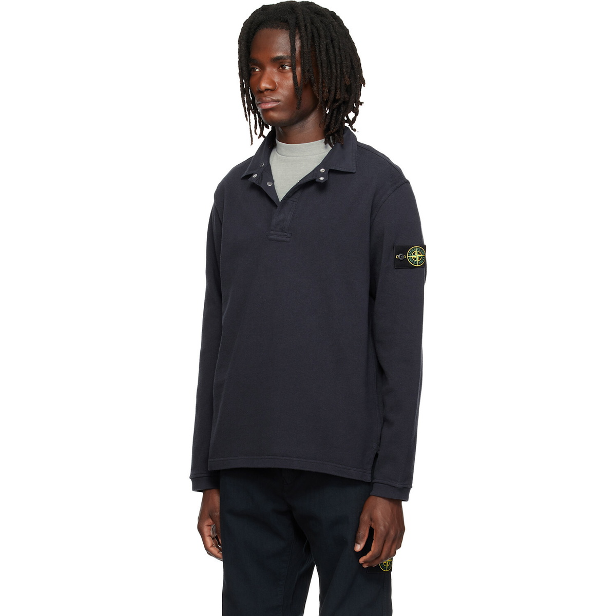 Stone Island Navy 6100001 Heavy Cotton Jersey Polo