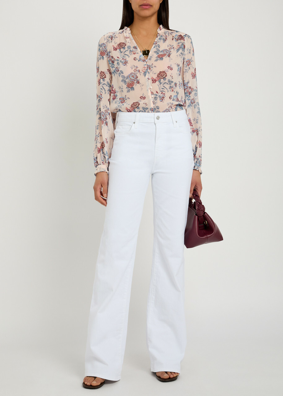 Paige Lula Floral Silk-chiffon Blouse Pink