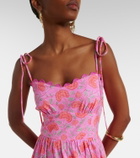 Juliet Dunn Asymmetric floral cotton midi dress