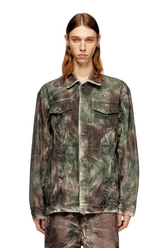 Photo: Diesel Trucker jacket in crinkled camo canvas - Jackets - Unisex - Multicolor