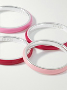 Fry Powers - Ombré Set of Four Silver and Enamel Rings - Pink