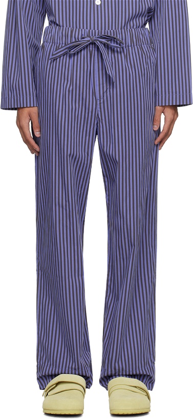 Photo: Tekla Blue & Brown Drawstring Pyjama Pants