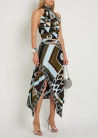 Pucci Asymmetric Printed Silk Midi Skirt Multicoloured
