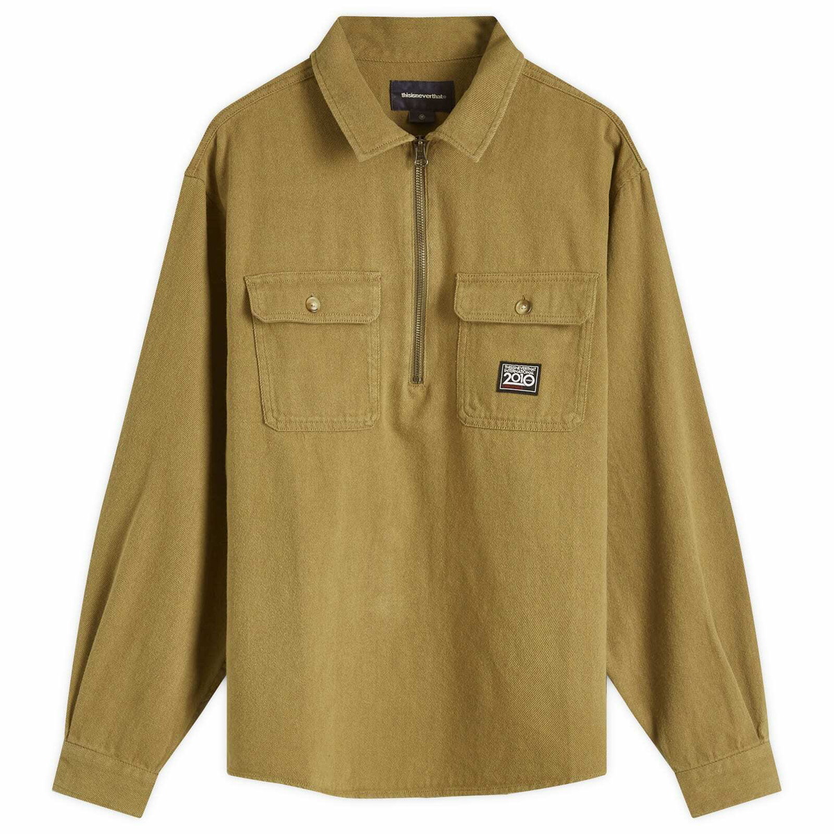 thisisneverthat Men's Quarter Zip Shirt in Olive thisisneverthat