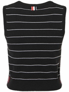 THOM BROWNE - Pinstripe Cashmere Knit Cropped Vest