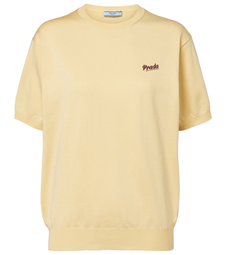 Photo: Prada Logo silk-blend top