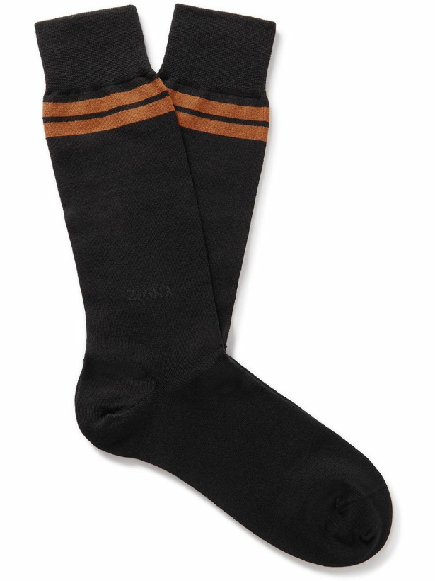Photo: Zegna - Striped Wool-Blend Socks