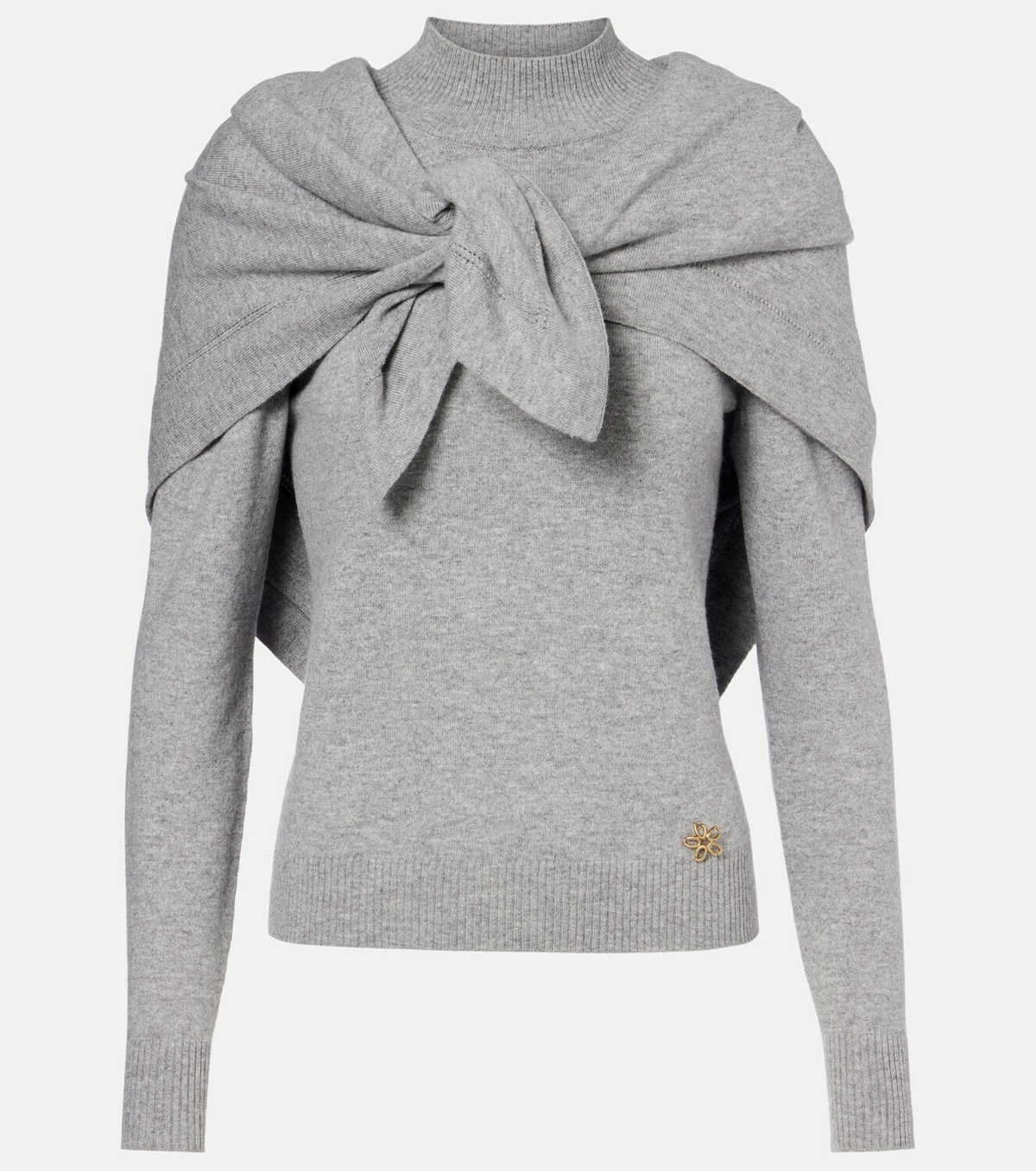 Oscar de la Renta Scarf-detail cashmere sweater