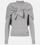 Oscar de la Renta Scarf-detail cashmere sweater