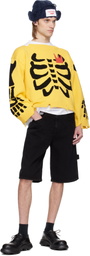 Charles Jeffrey LOVERBOY Yellow Graphic Slash Sweater