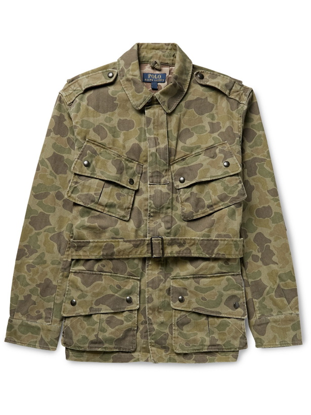 Photo: POLO RALPH LAUREN - Paratrooper Camouflage-Print Cotton-Twill Belted Jacket - Green