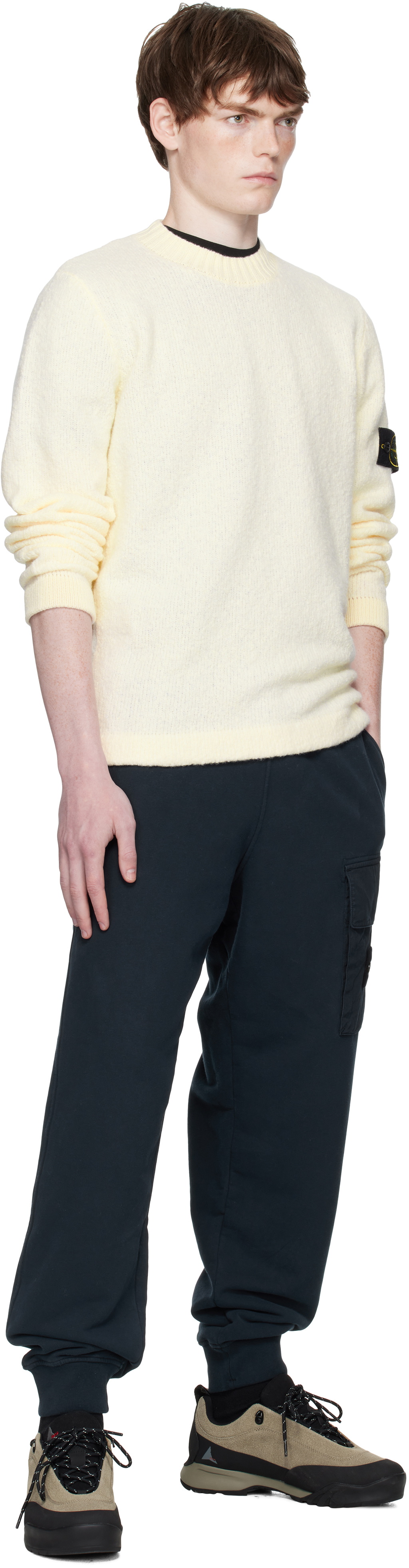 Stone Island Navy 6200003 Brushed Organic Cotton Fleece Sweatpants