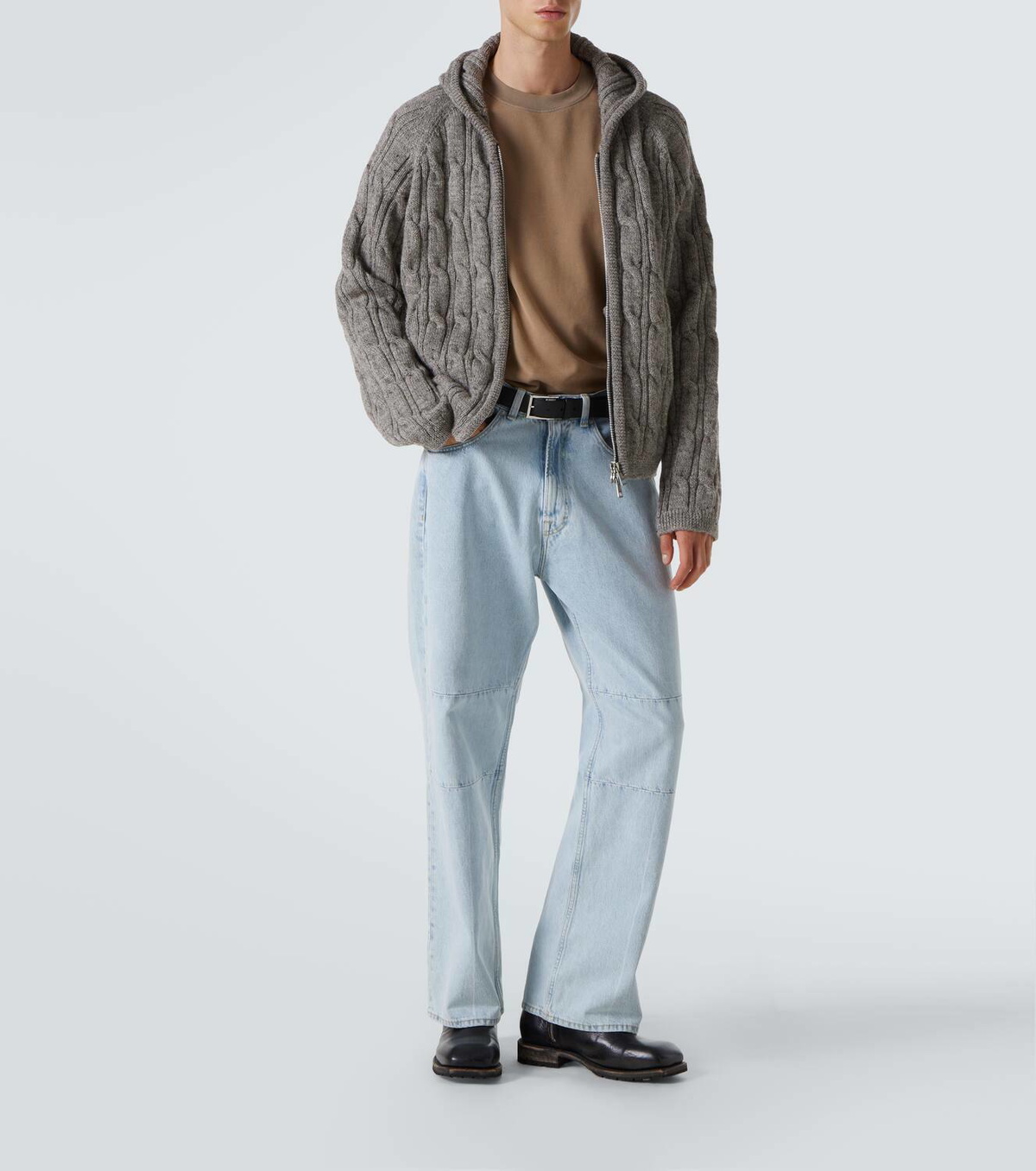 Our Legacy Level Hood cable-knit wool zip-up hoodie Our Legacy