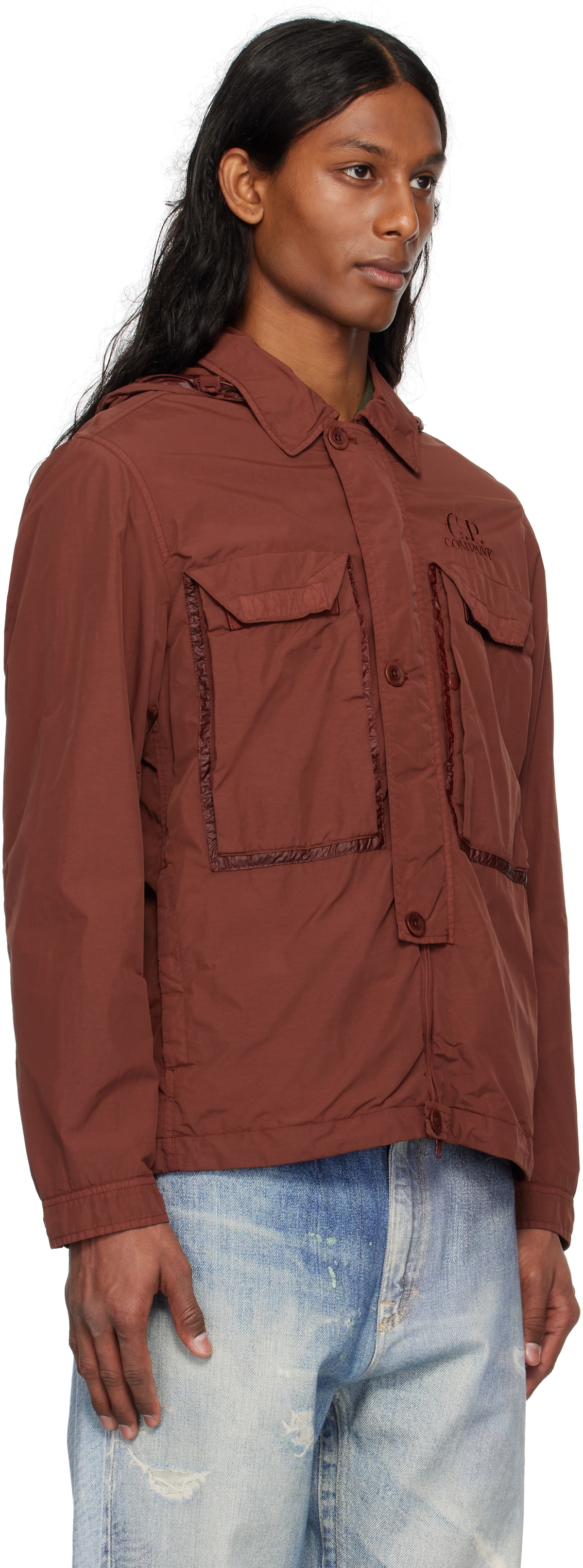 C.P. Company Brown Flatt Nylon Goggle Overshirt Jacket C.P. Company C.P. Company Brown Flatt Nylon Goggle Overshirt Jacket C.P. Company