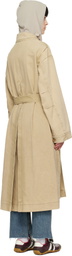OPEN YY Beige Detachable Scarf Trench Coat