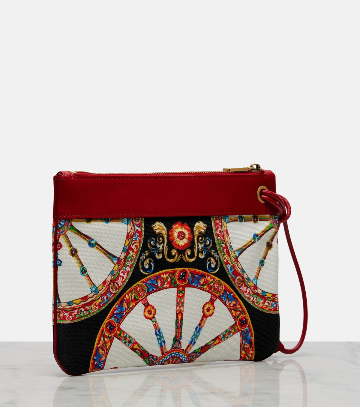 Dolce&Gabbana Small printed leather-trimmed canvas pouch