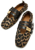 Ganni Leopard-print Suede Ballet Flats