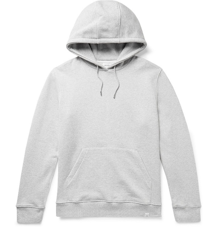 Photo: Norse Projects - Vagn Slim-Fit Mélange Loopback Cotton-Jersey Hoodie - Gray